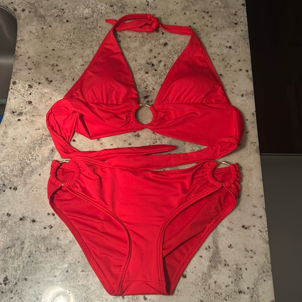 Carmen Marco Valvo Red Bikini